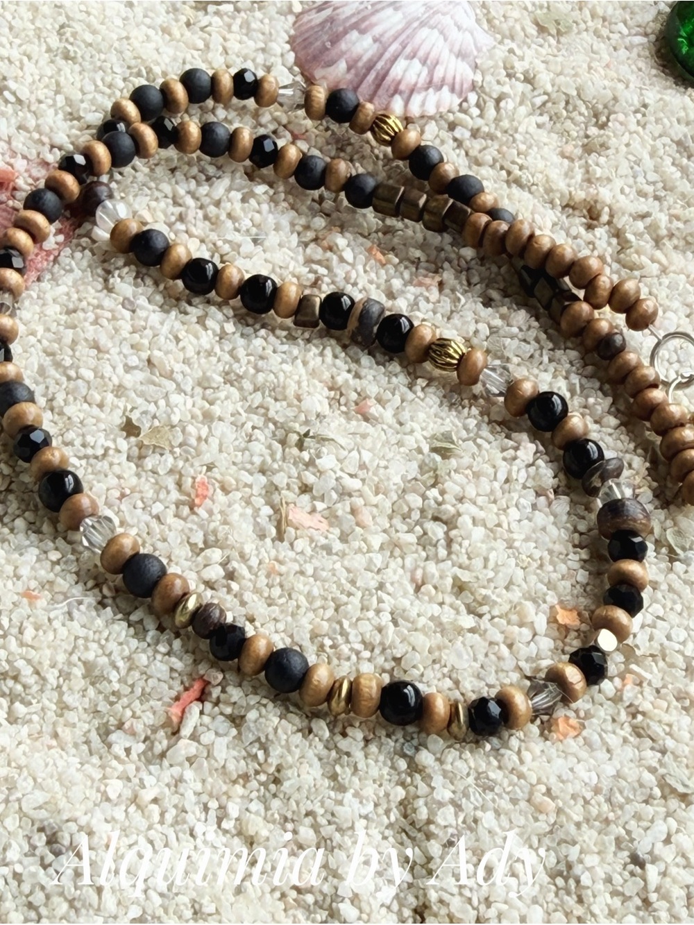 Surfer Black onyx and Brown Beaded Layered Necklace